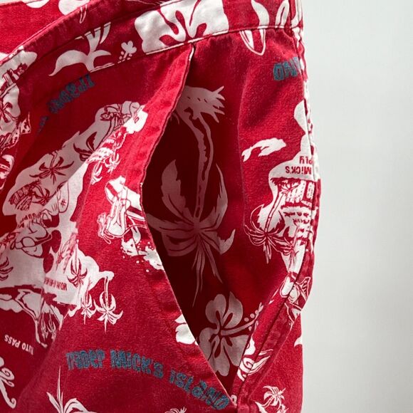 Walt Disney World Men's Shorts Sz L Trader Mick Surf Novelty Hawaiian Board Red - Picture 5 of 10
